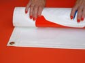 Roll a vinyl banner for storage